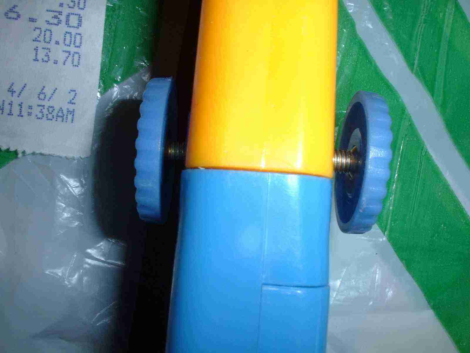 Close-up of screw-down clamps