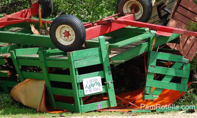 Overturned cart at Kettle Moraine Ranch