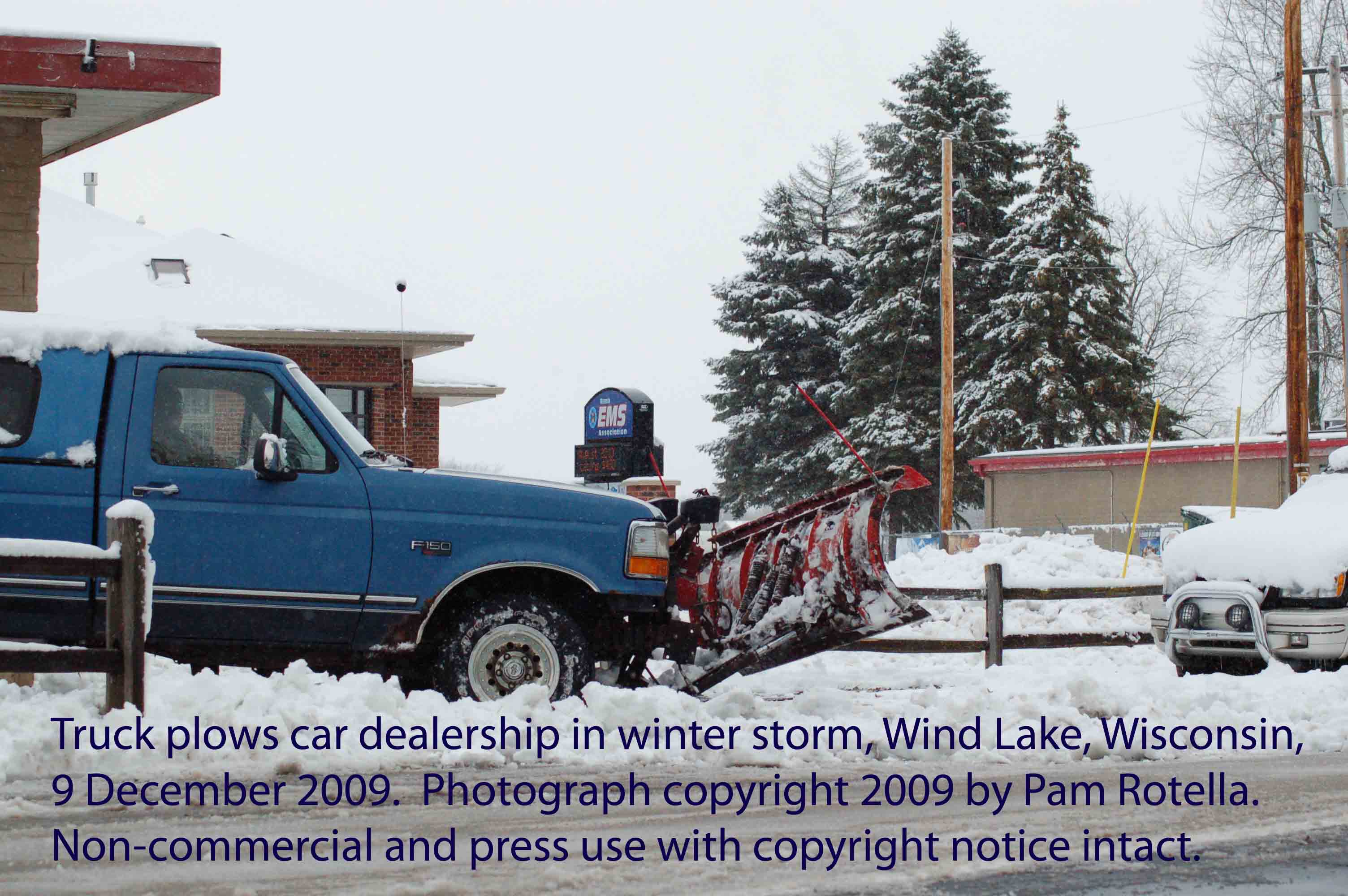 Winter storms, snow plow, Wind Lake, WI, 9 Dec 2009
