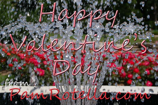 Valentine's Day card to readers 2010, rose garden behind fountain