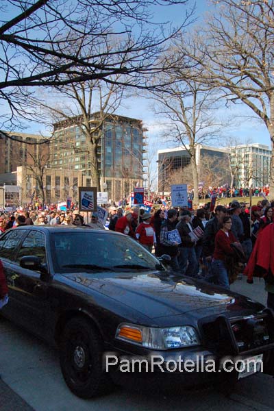 The only (unmarked) police car that I saw at the rally on the square