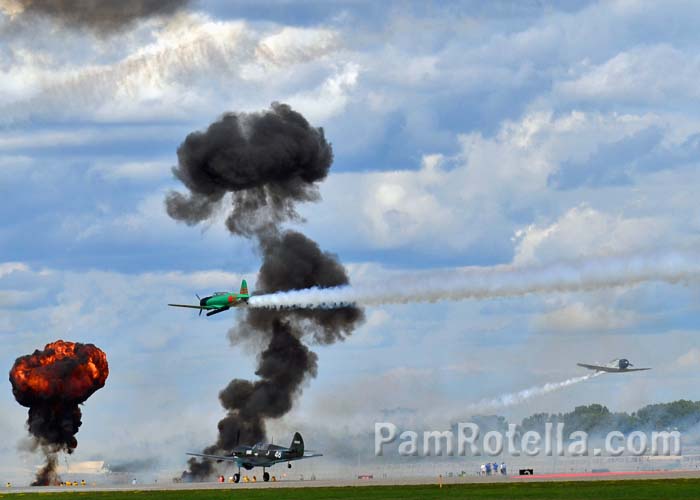 Pearl Harbor simulation at EAA Air Venture 2013, photo by Pam Rotella