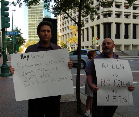 Protestors at 'Veterans for Allen' event, photo by Pam Rotella