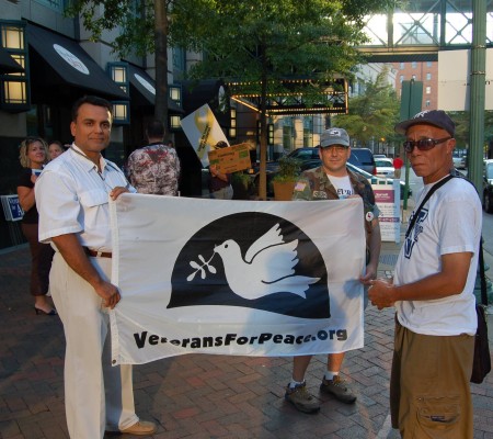 Veterans protesting Allen, photo by Pam Rotella