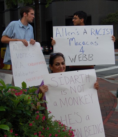 Protestors at 'Veterans for Allen' event, photo by Pam Rotella