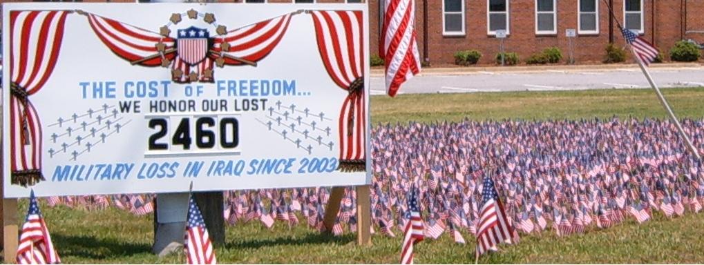 Memorial Day display honoring thousands of war dead, May 2006