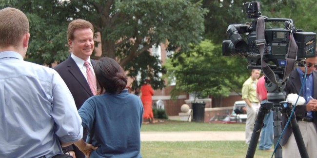 James Webb being interviewed by NBC's Channel 29, photo by Pam Rotella