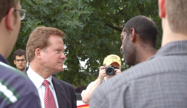 James Webb (left), Allen's Democratic challenger, photo by Pam Rotella